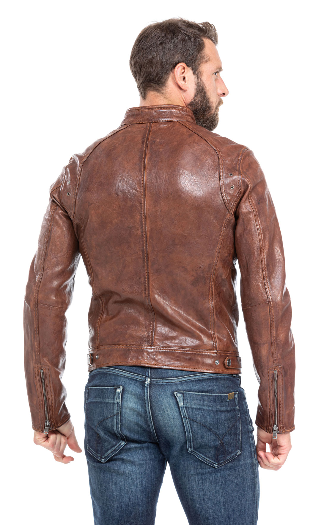 US Men Leather Jacket Hommes veste cuir Herren Lederjacke chaqueta de cuero R46b