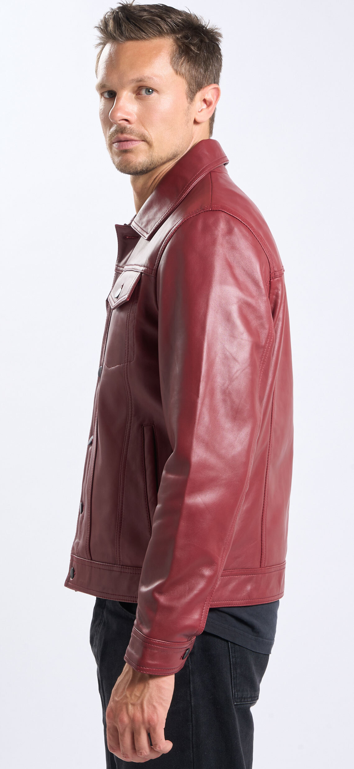 Vêtement en cuir Vestes & Trois Quart cuir bordeaux
