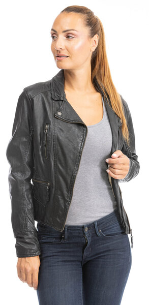 Blouson Cuir Femme Style Biker/Motard - Taille L - Noir - Occasion Très Bon État