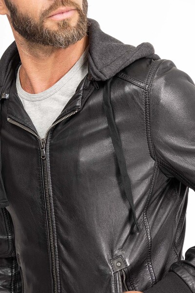 blouson cuir homme capuche noir 62061 (12)