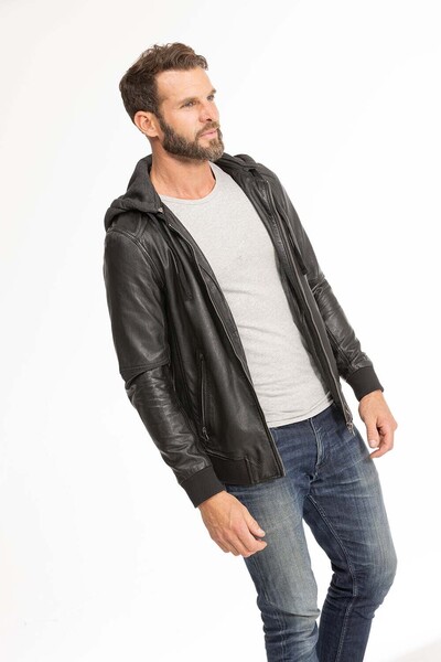 blouson cuir homme capuche noir 62061 (1)