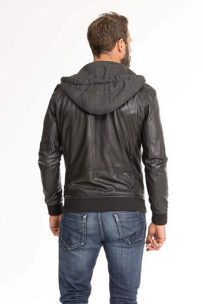 blouson cuir homme capuche noir 62061 (3)