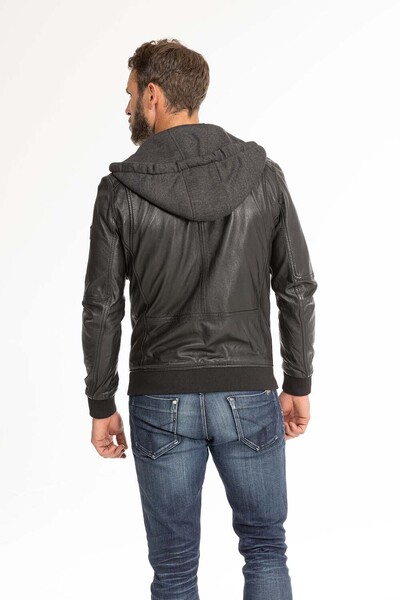blouson cuir homme capuche noir 62061 (5)