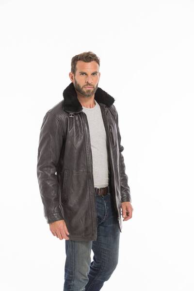 Vêtement en cuir Les bonnes affaires Homme gris