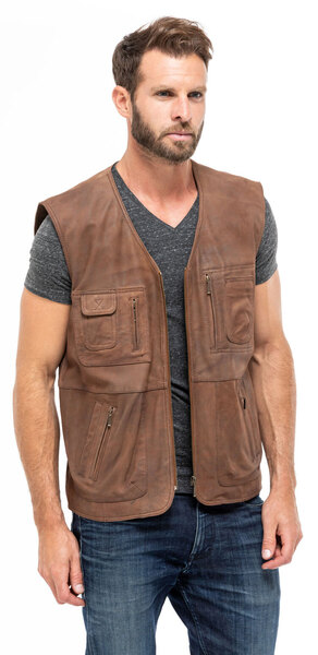 Vêtement en cuir Gilets Cuir & Textile camel