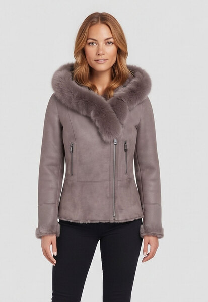 Vêtement en cuir Blousons cuir taupe